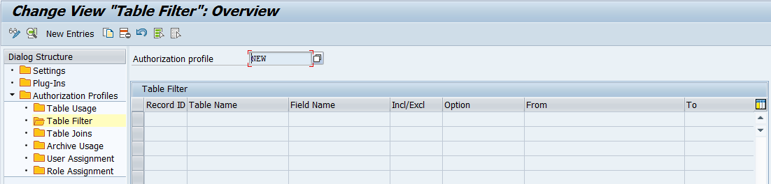 Overview table filters