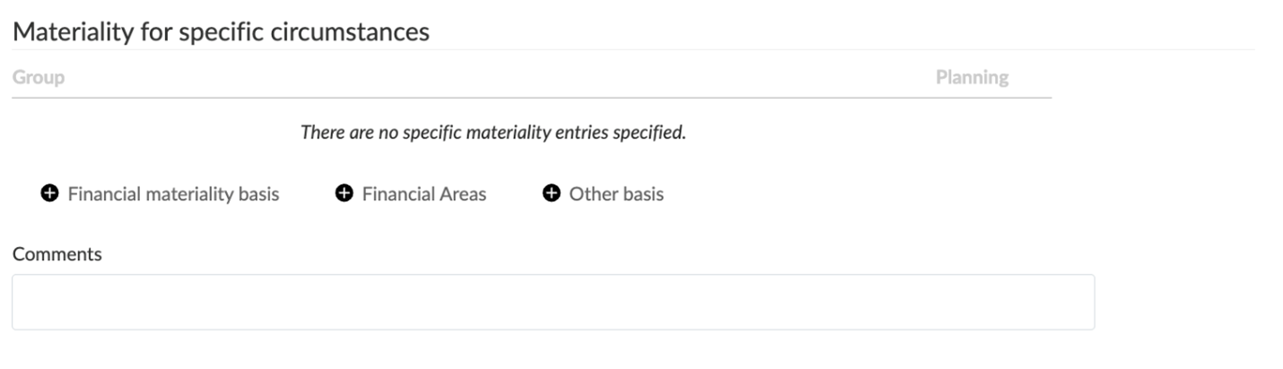 Materiality for specific circumstances section