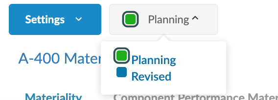 View selector showing Planning and Revised options
