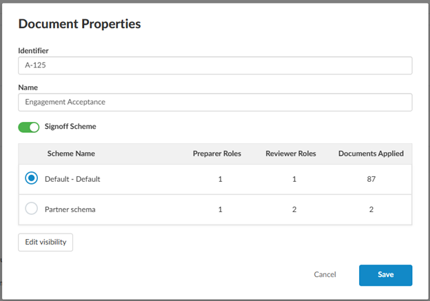 Define a document's signoff scheme.