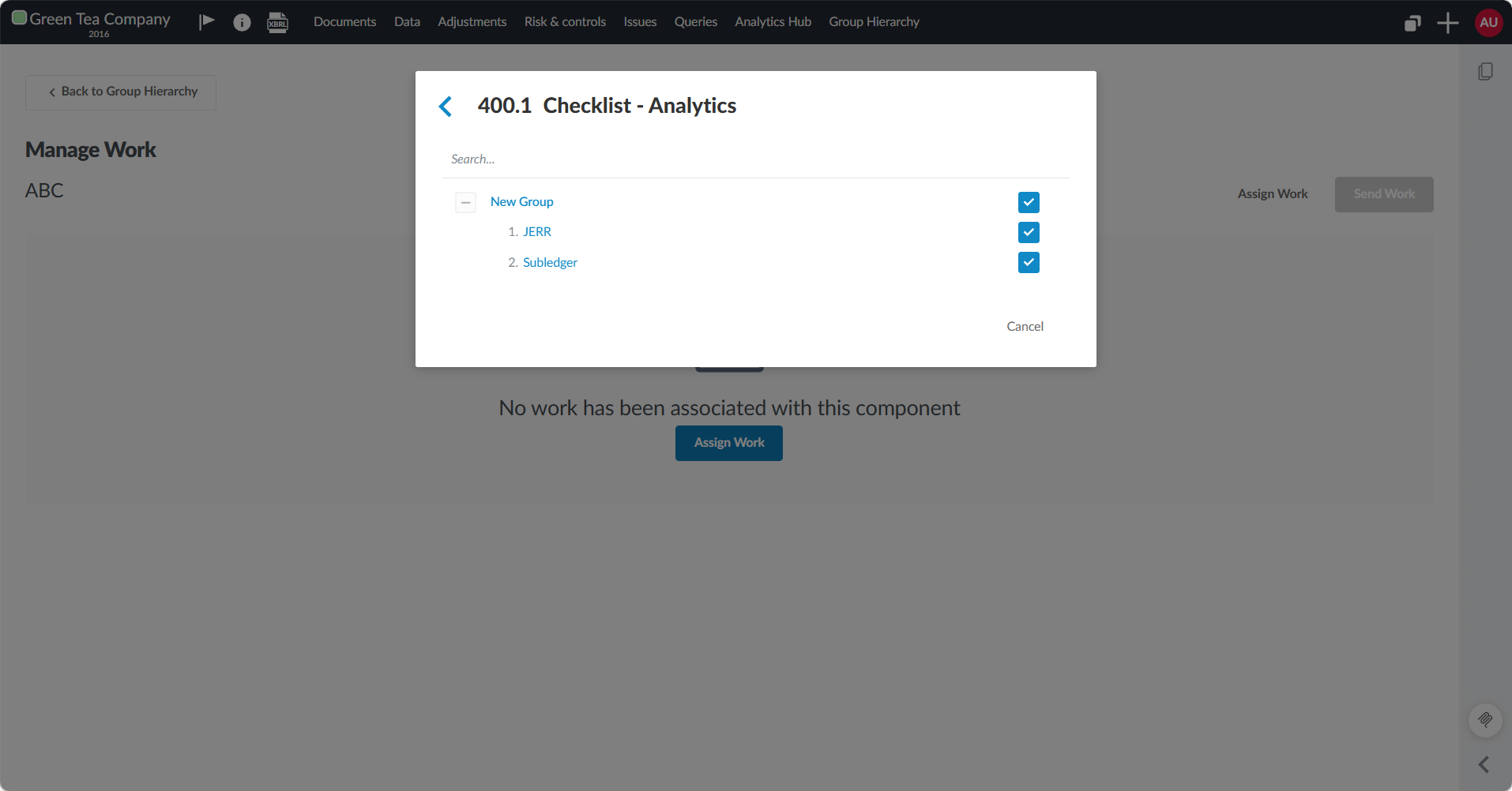 Selecting specific procedures within the checklist to assign.