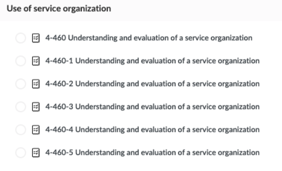 Displaying multiple instances of the Use of a service organization form.