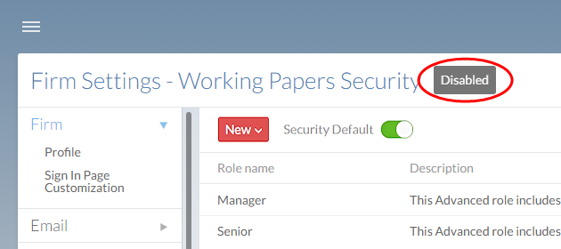 Select the Disabled button near the top of the page.