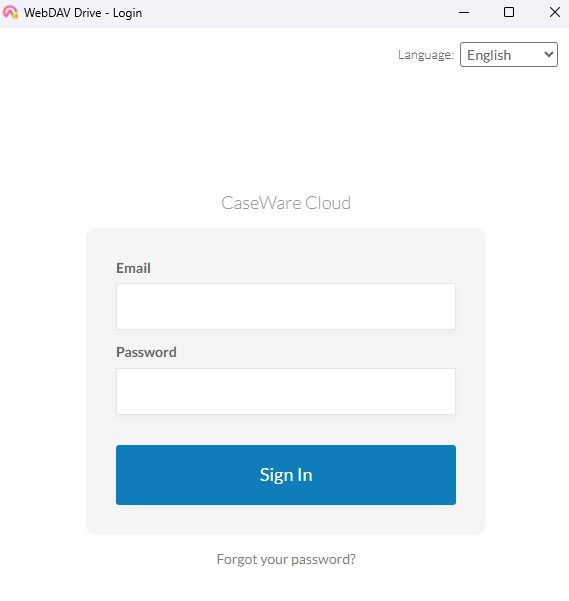 The Caseware Cloud sign-in dialog that appears if your session loses authentication.