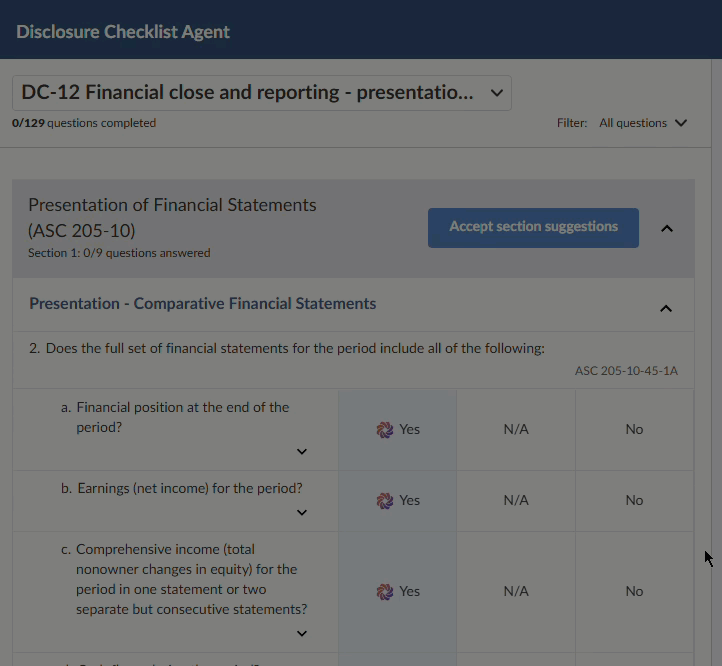 Sticky header of a procedure or checklist- Subquestions scroll while the procedure or checklist title remains in place.