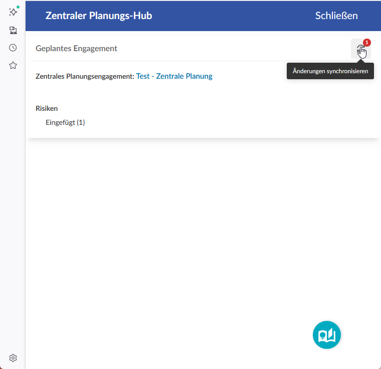 the user interface for syncing changes in central planning