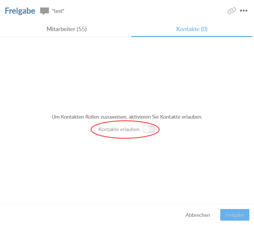 Select the Allow Contacts toggle. When you enable contact sharing, the toggle turns green.