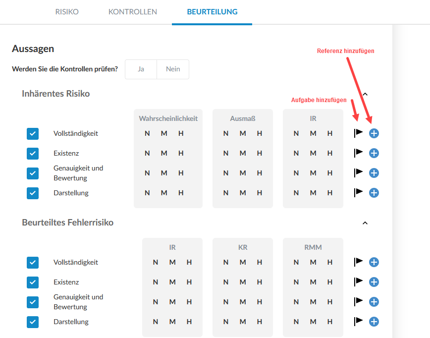 The user interface for adding issues or annotations to a risk assessment row