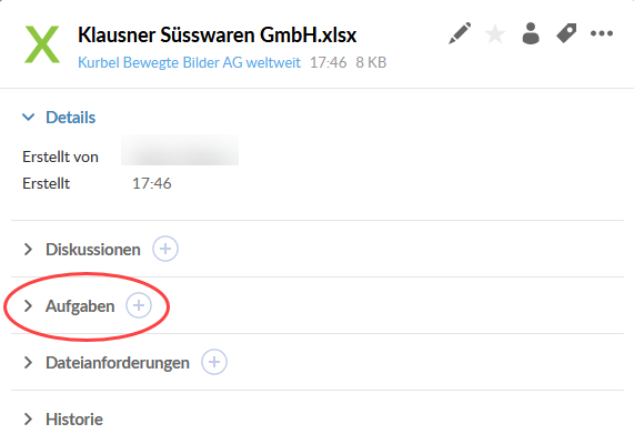 Select the add icon to create a task for this engagement.