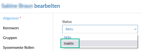 To deactivate a user, change their Status
