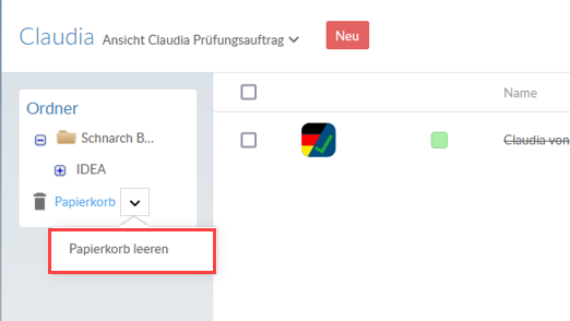 Select Empty Recycle Bin to permanently delete all engagement files in the recycle bin.