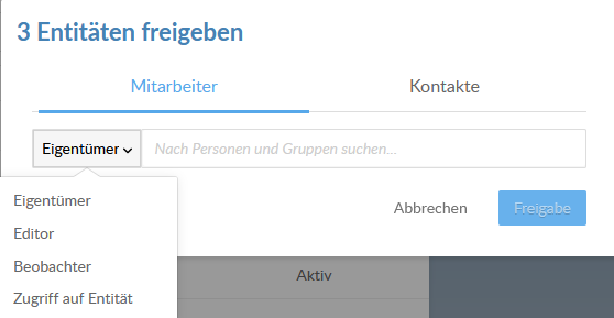 Assigning roles using the drop-down menu.