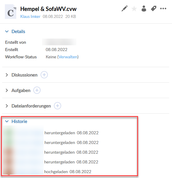 File History in the file details pane