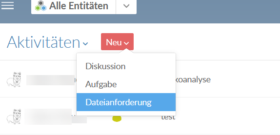 Create a new file request for a contact
