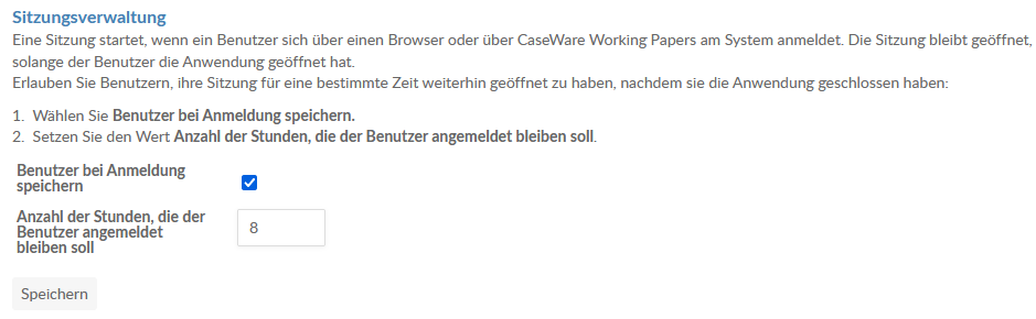 The options available in the Session Management section of the Settings page.
