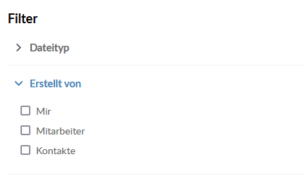 Filters sidebar