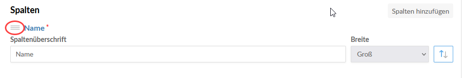 The reorder icon lets you change the order of columns in your view.