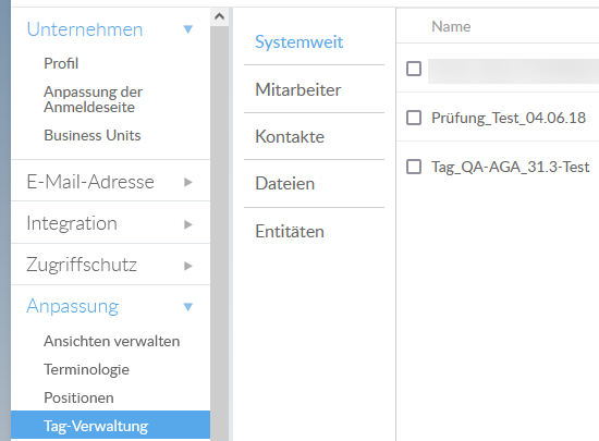 Add, edit, or delete tags from the Tag Management section of the Settings page.