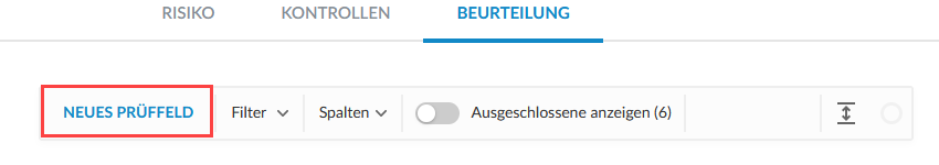 The NEW AREA button in the Assessment tab.