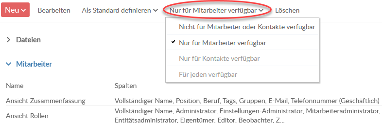 Set view access - Available to contacts only option