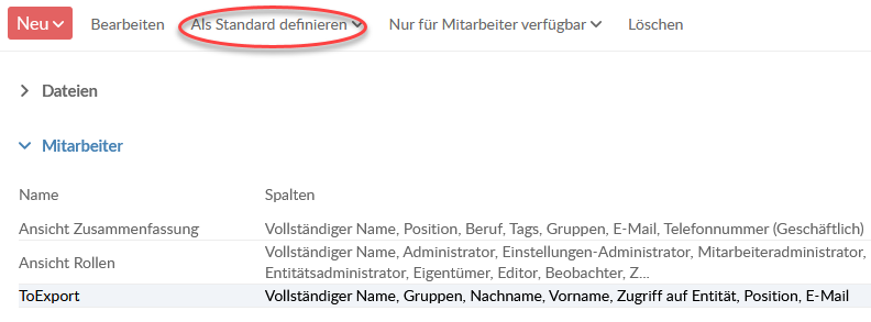 Set view access - Set default view