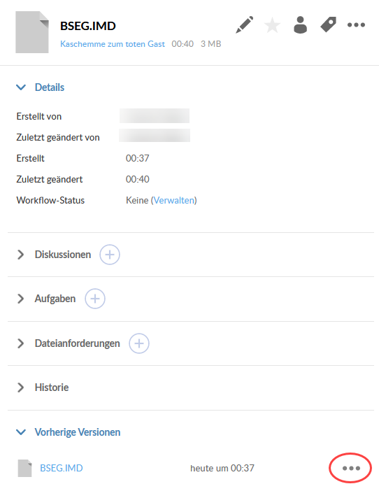 Recover a previous version of an uploaded file -- Previous versions of a file