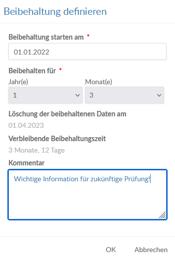 Set File Retention Dialog