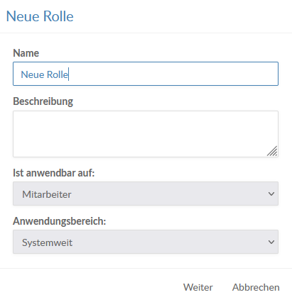 The New Role dialog.