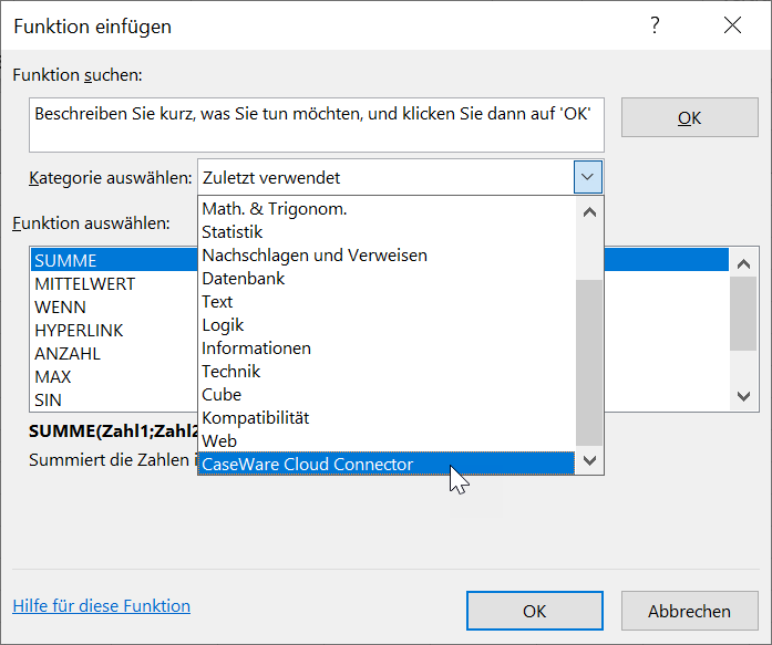 Select the Cloud Connector category from the list.