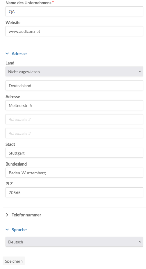 Profile details on the Settings page.
