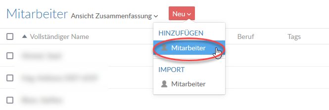 Add individual users from the staff or contacts page