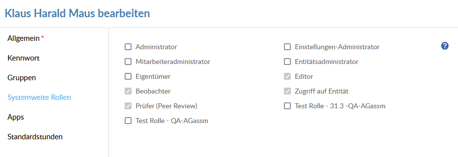 Edit staff roles -  system wide roles