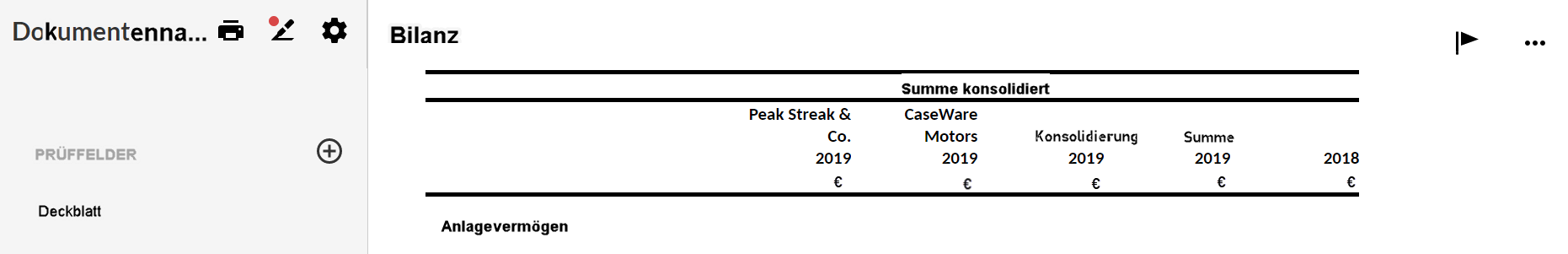 This is what the Total consolidated option displays in the table.
