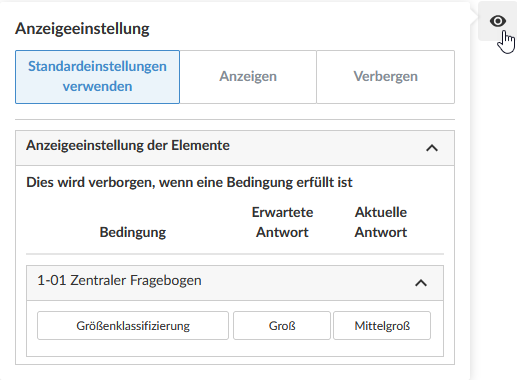 Options for visibility conditions