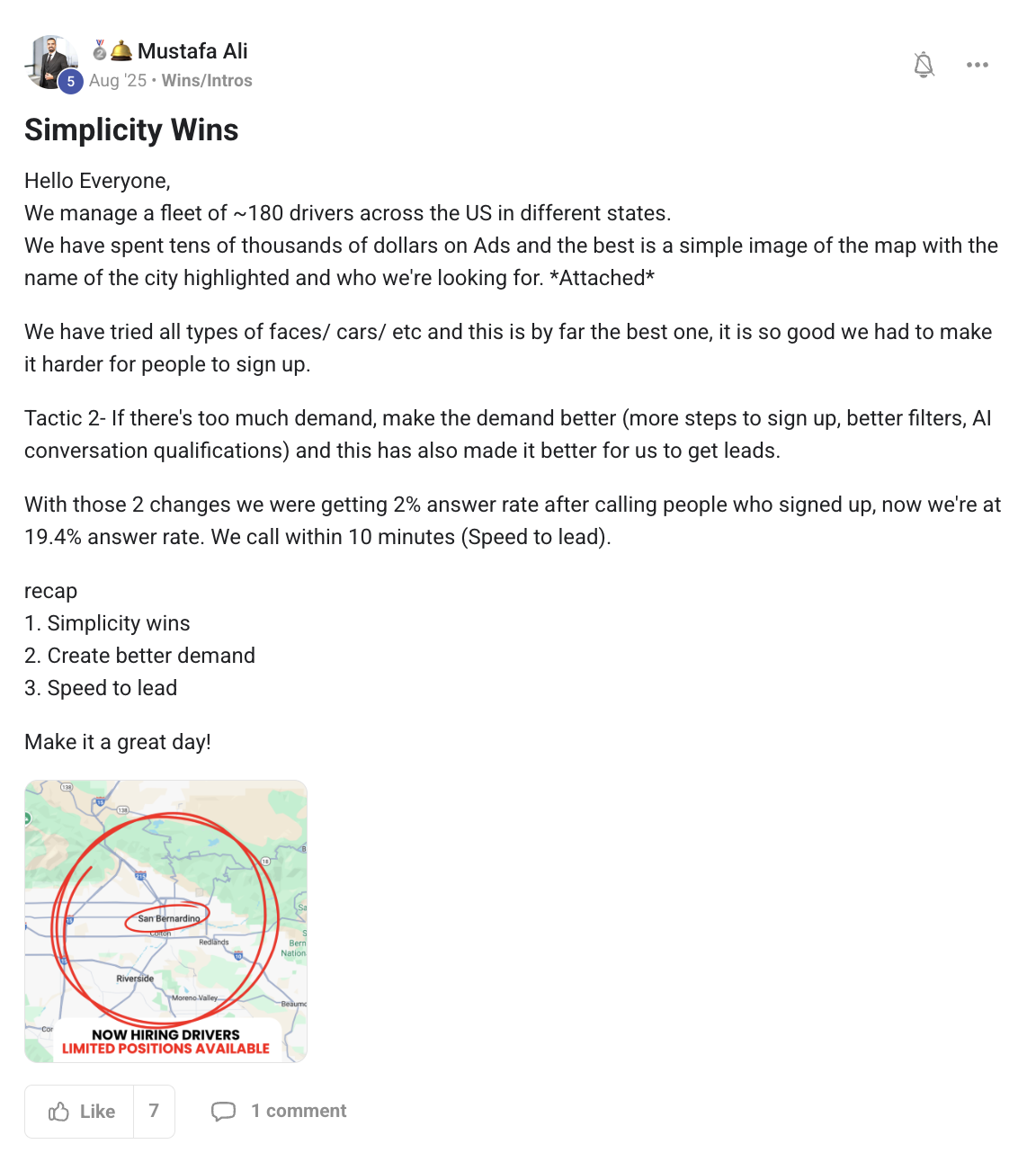 Mustafa Ali's post in the ACQ Vantage community: Simplicity Wins