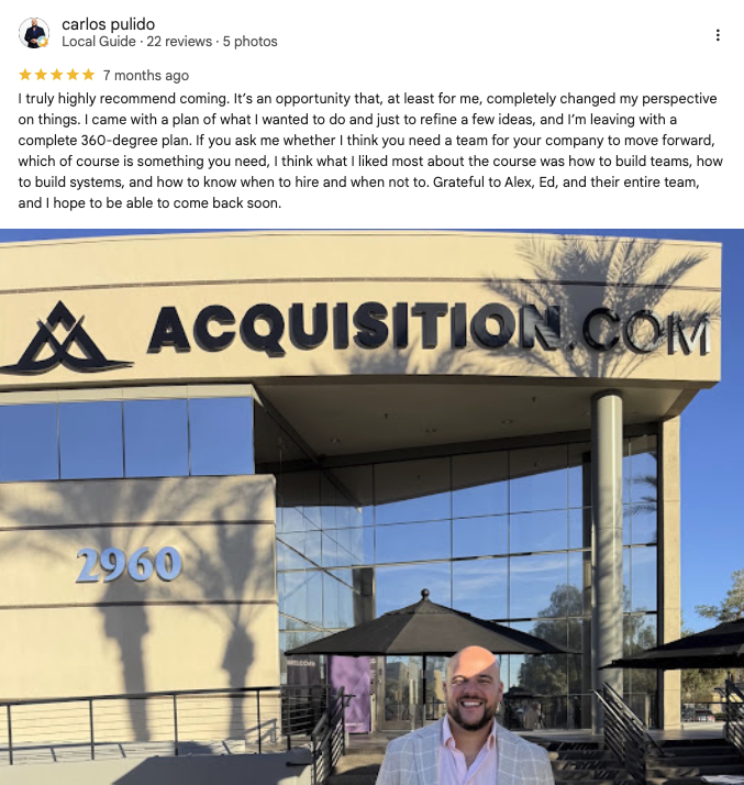 Verified Google review