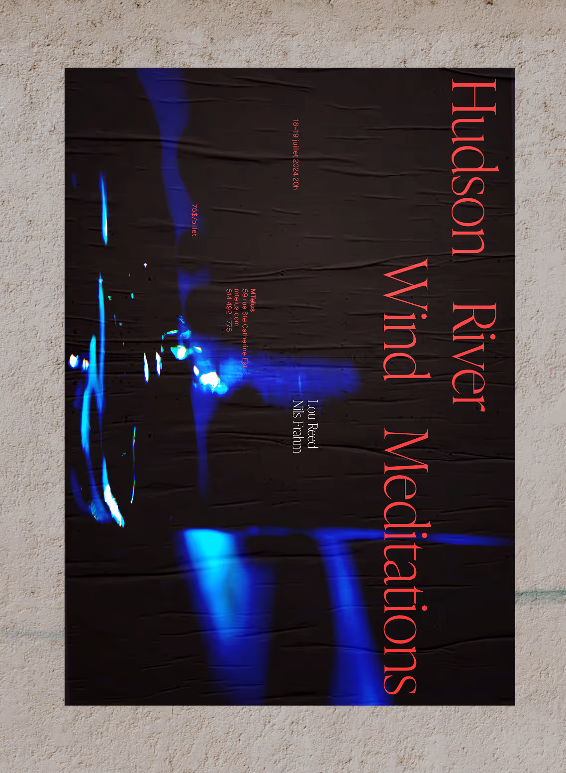 A poster featuring halo graphics promoting the Hudson River Wind Meditations event at MTELUS.