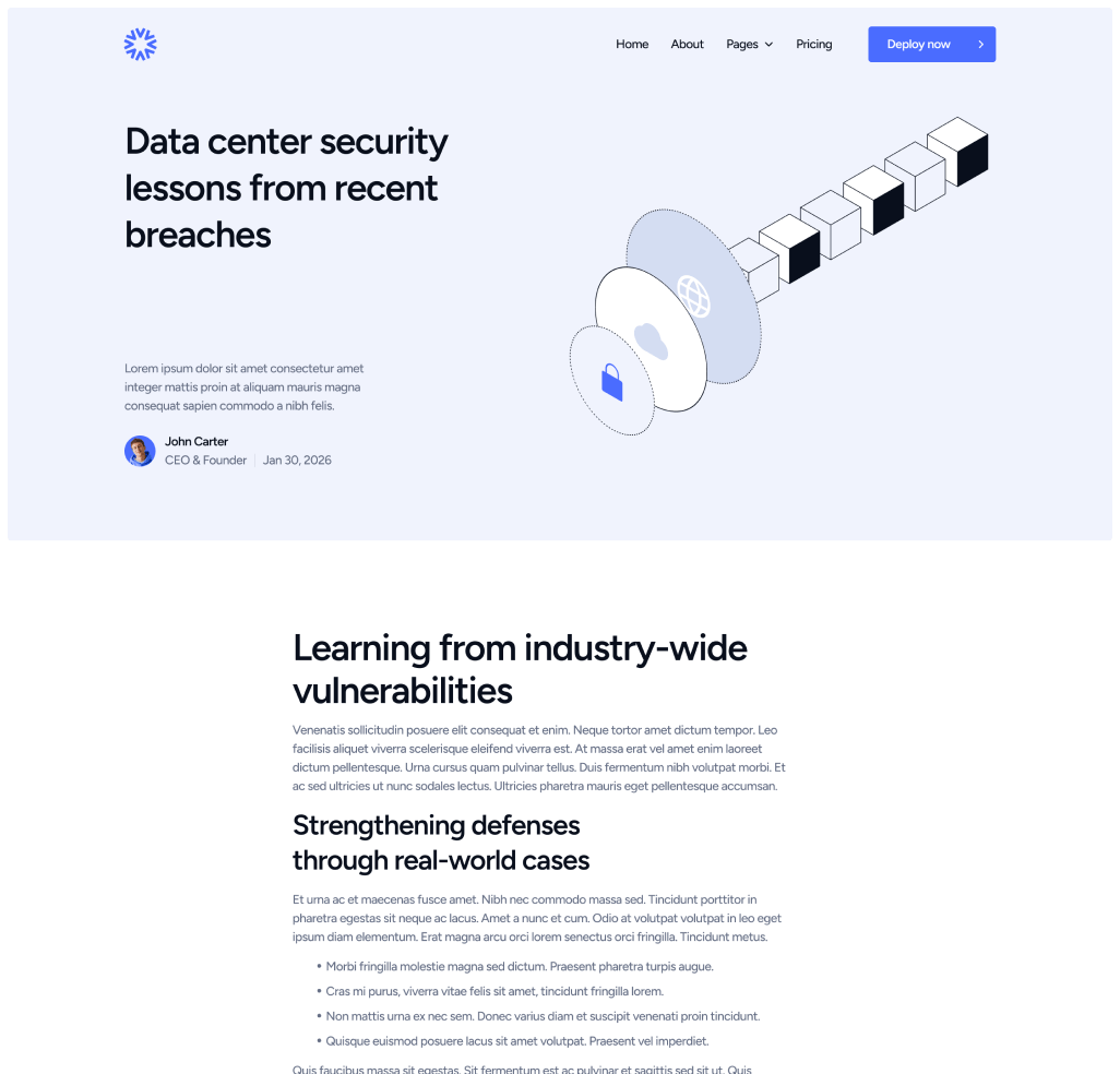 DatacenterAI - Blog Post Page - Datacenter Webflow Template