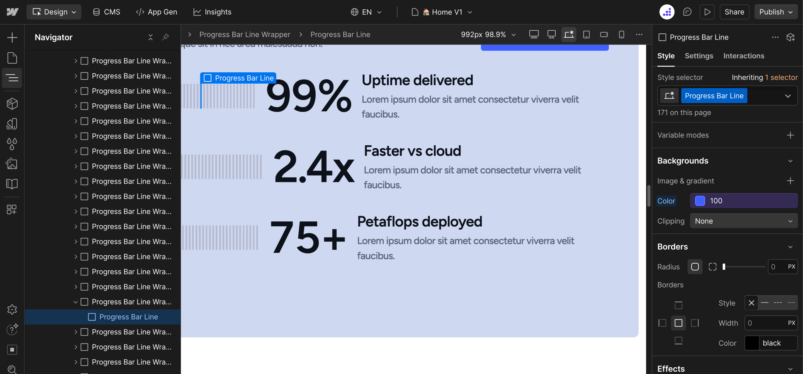 Progress Bar Active Color - Datacenter Webflow Template