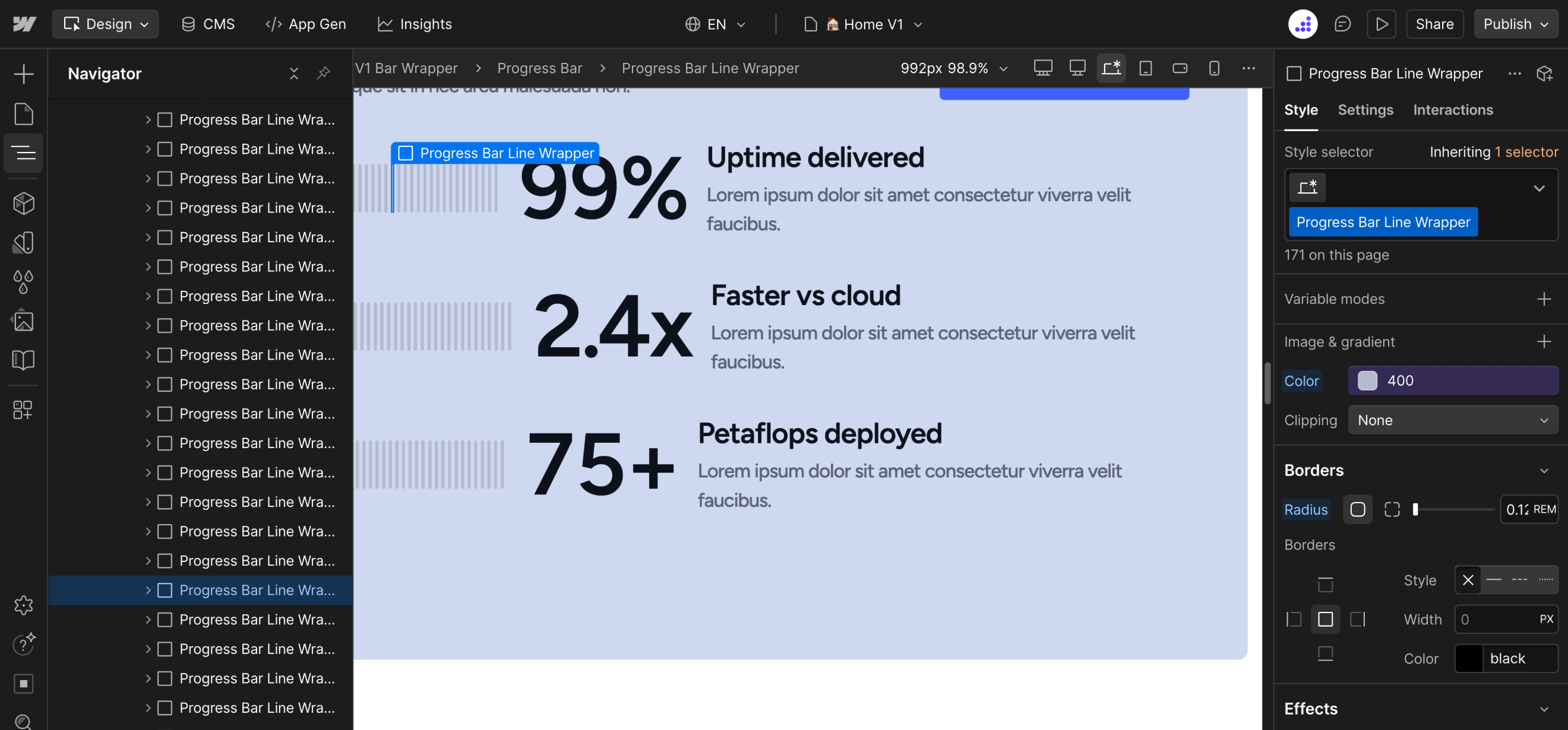 Progress Bar Inactive Color - Datacenter Webflow Template
