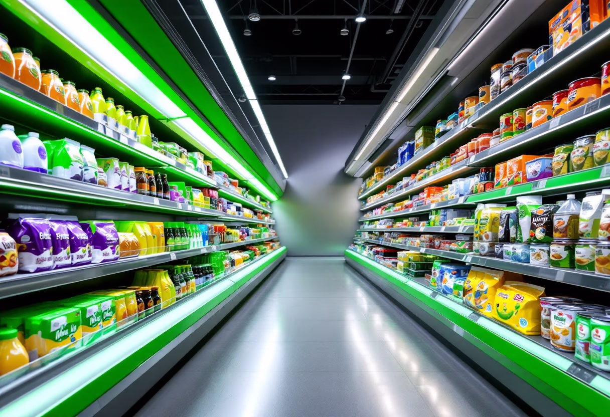 image of packaged goods shelf (for a grocery store)