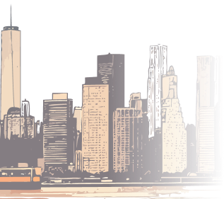 Illustrated Lower Manhattan skyline