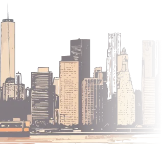 Illustrated Lower Manhattan skyline