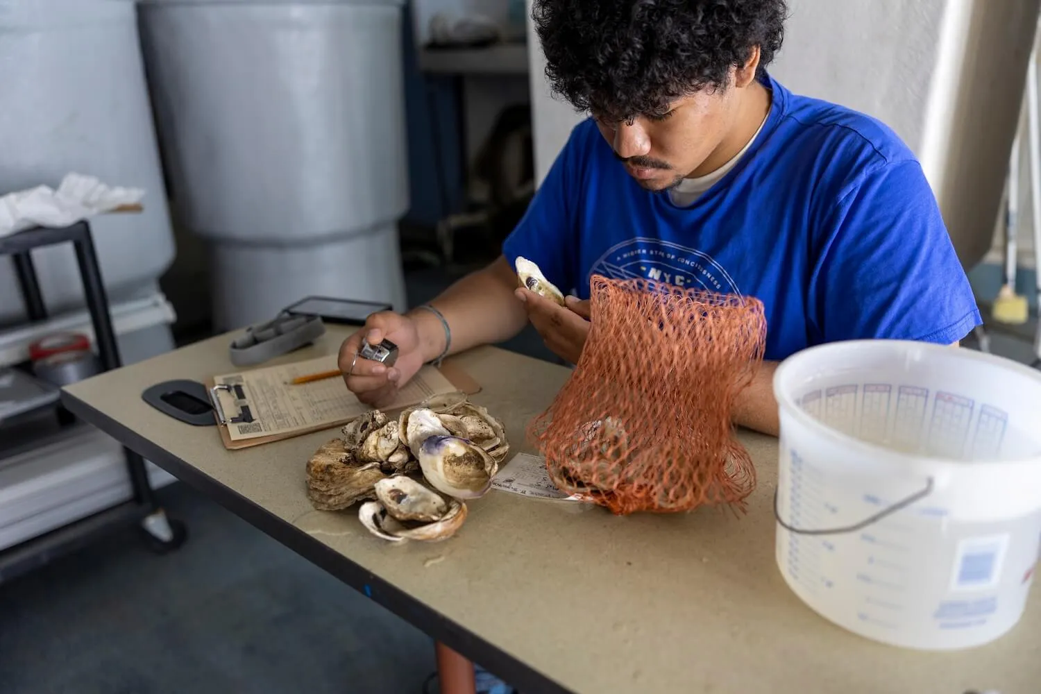 Students learning harbor science