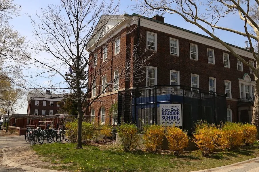 Brick campus of the Urban Assembly New York Harbor School on Governors Island