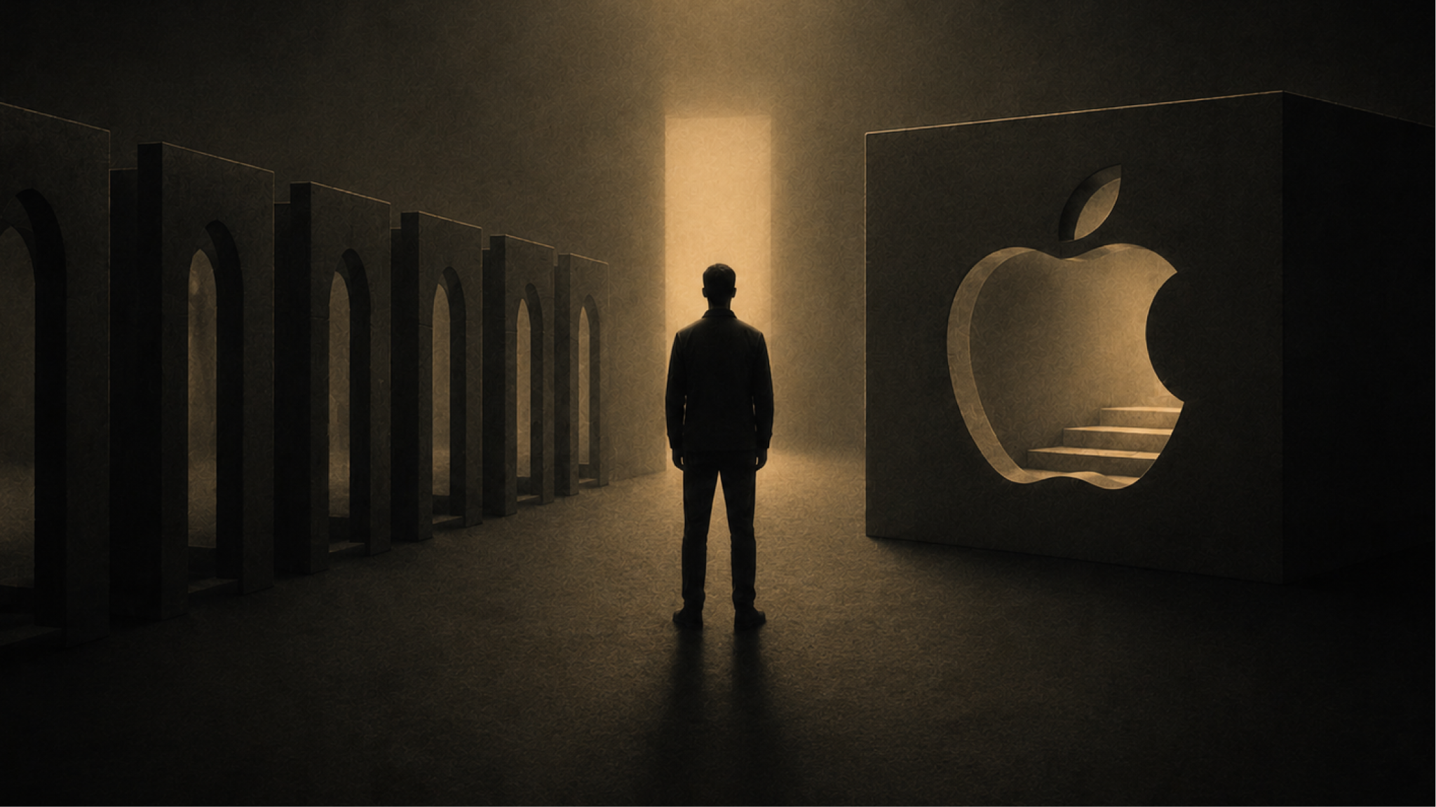 Consumer recognition and brand belief contrasted through a familiar logo and a central decision-maker, showing that being remembered is not the same as being meaningfully chosen.