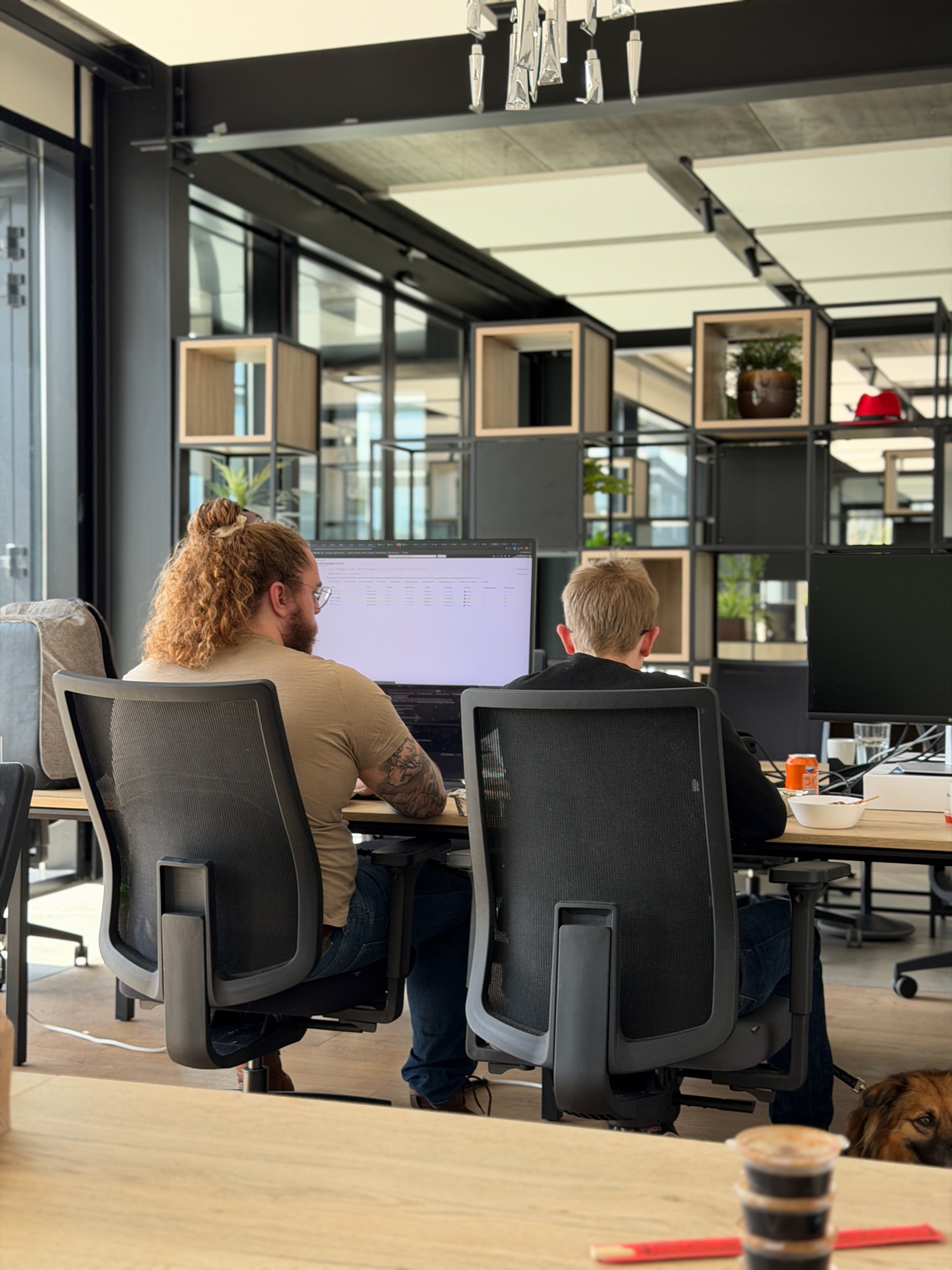 Two FlowFactor engineers working side by side at the office
