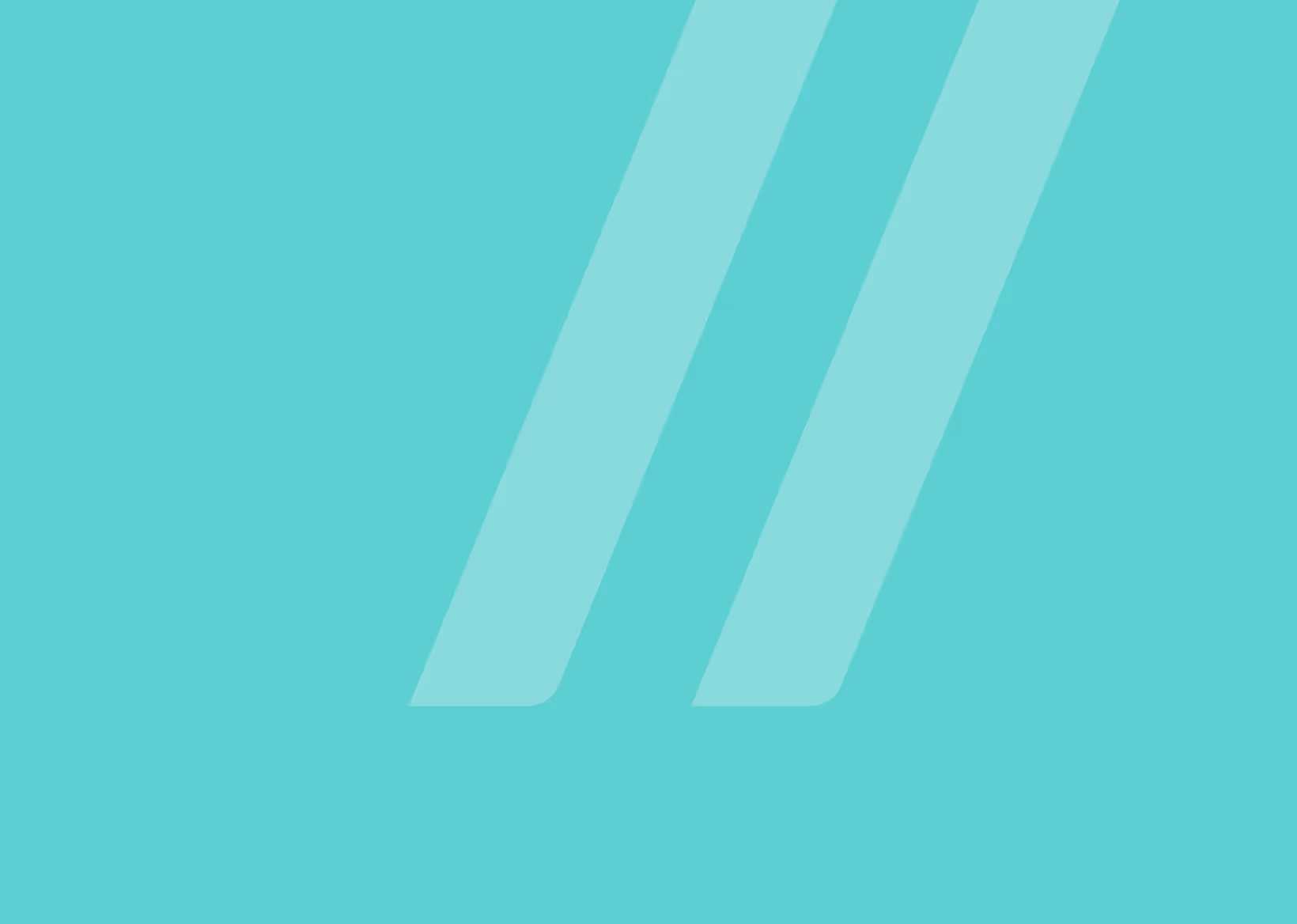 Deux guillemets d’ouverture stylisés en forme de chevrons sur fond turquoise.