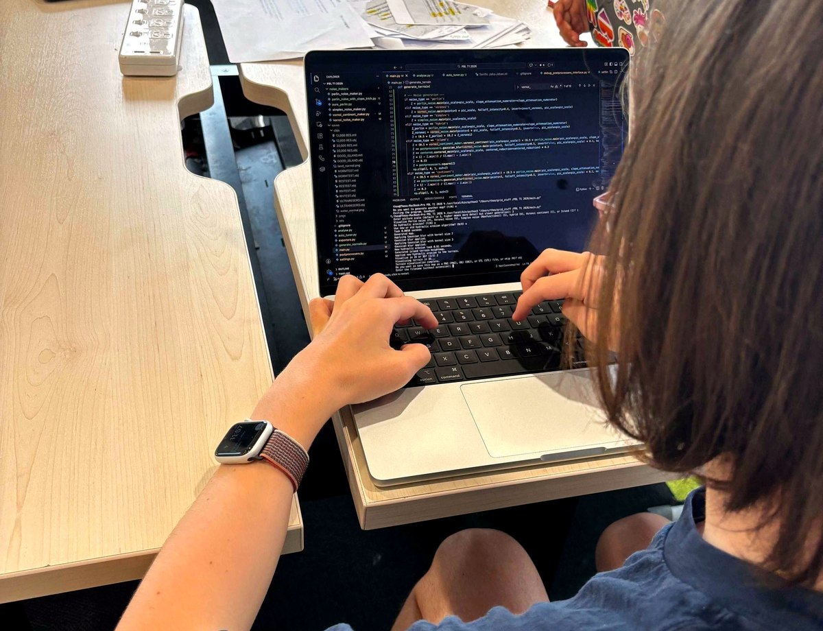 A senior student building with code