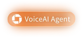 Button with the text 'VoiceAI Agent' and a geometric logo on the left.